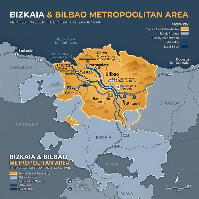 Mapa de zona de servicio en Bizkaia